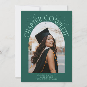 Chapter Complete Green Arch Frame Photo Grad Announcement