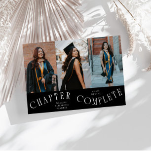 Chapter Complete Typography Black Grad Photo Announcement