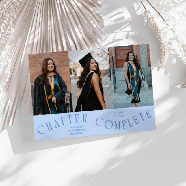 Chapter Complete Typography Icy Blue Grad Photo  Announcement (Creator Uploaded)