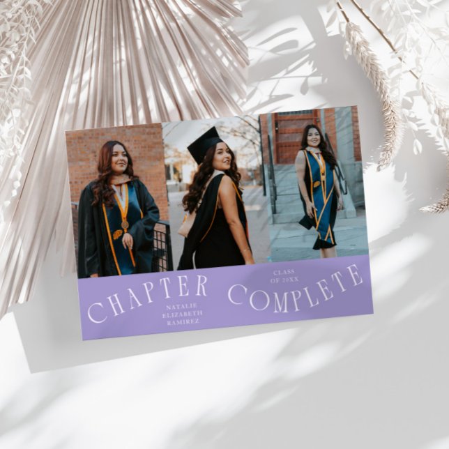 Chapter Complete Typography Lilac Grad Photo  Announcement (Creator Uploaded)