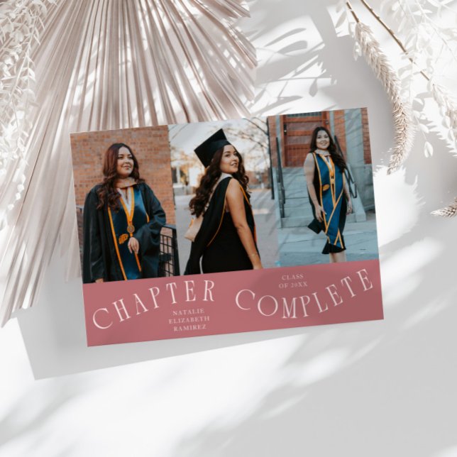 Chapter Complete Typography Pink Grad Photo  Announcement (Creator Uploaded)