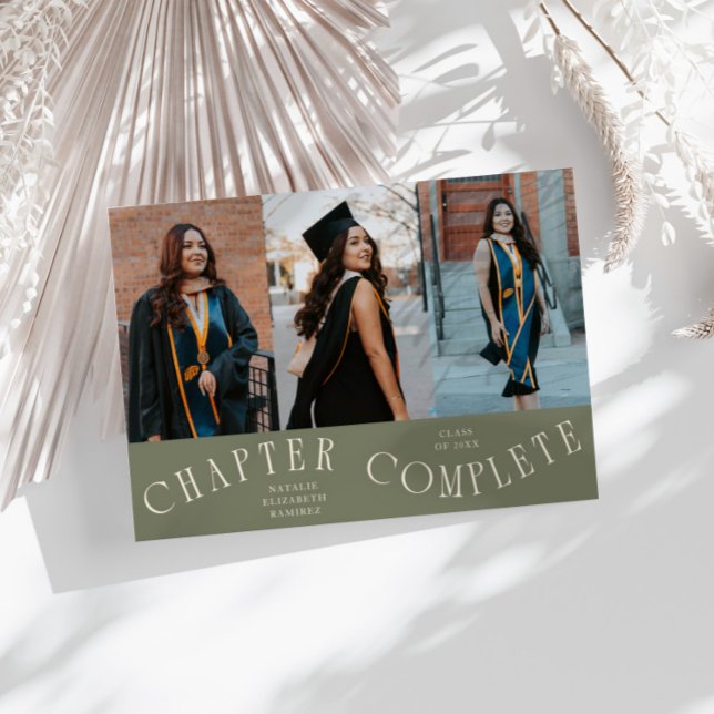Chapter Complete Typography Sage Grad Photo  Announcement (Creator Uploaded)