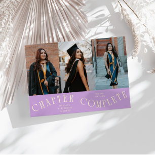 Chapter Complete Typography Wisteria Grad Photo Announcement