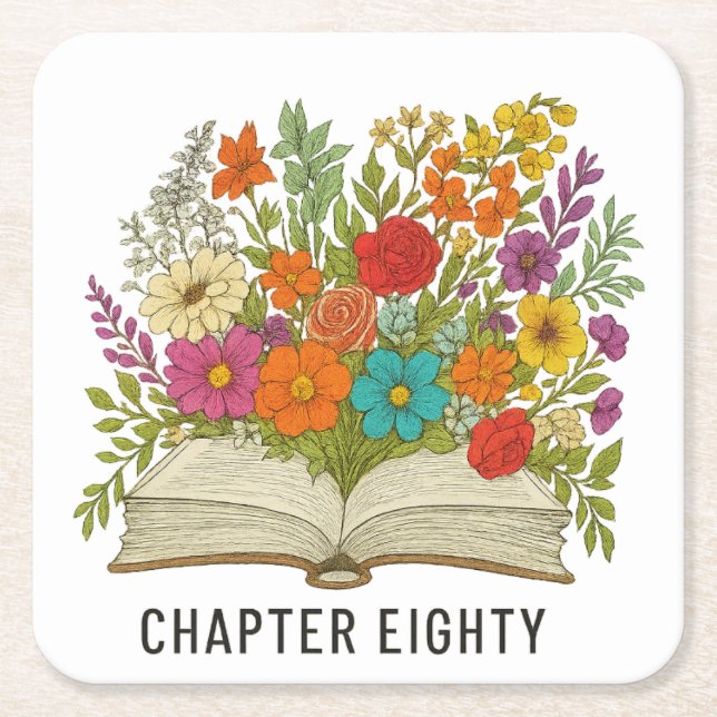 Chapter Eighty 80th Birthday Square Paper Coaster (Front)