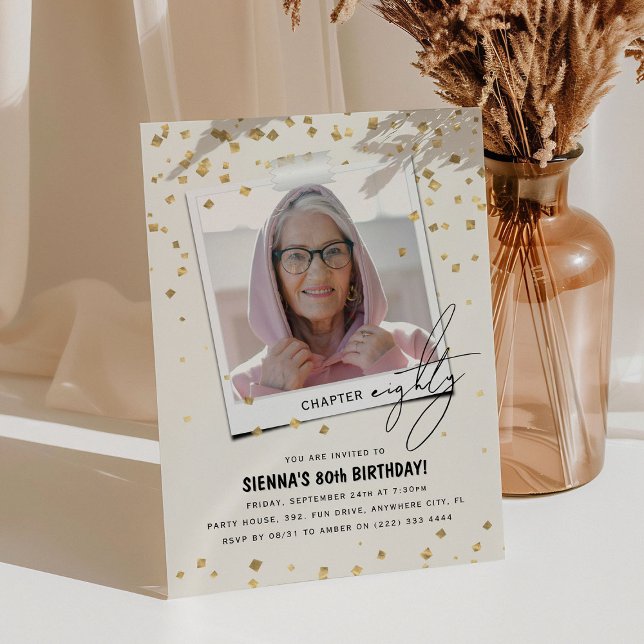 Chapter Eighty Fun Modern Photo 80th Birthday Invitation (Creator Uploaded)