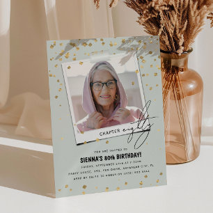 Chapter Eighty Fun Modern Photo 80th Birthday Invitation