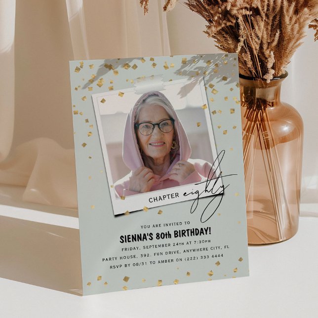 Chapter Eighty Fun Modern Photo 80th Birthday Invitation (Creator Uploaded)