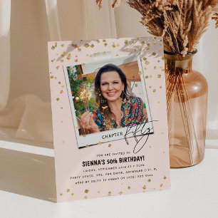 Chapter Fifty Fun Modern Photo 50th Birthday Invitation