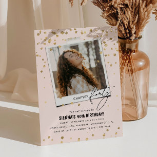 Chapter Forty Fun Modern Photo 40th Birthday Invitation