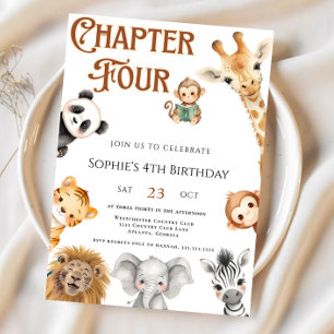 Chapter four Storybook Jungle Safari 4th Birthday  Invitation