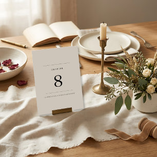 Chapter Heading Minimalist Book Theme Wedding Table Number