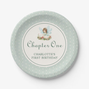 Chapter One 1st Fairy Birthday Sage Green Paper Plate