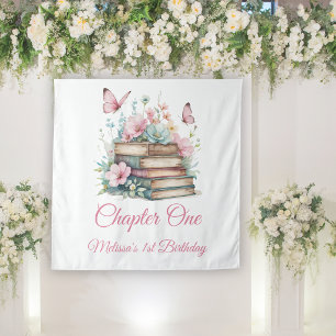 Chapter One 1st Girl Book First Birthday Backdrop Tapestry