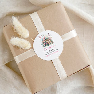 Chapter One 1st Girl Book Theme First Birthday Classic Round Sticker