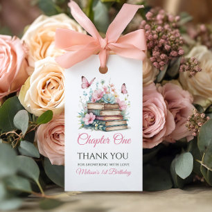 Chapter One 1st Girl Book Theme First Birthday Gift Tags