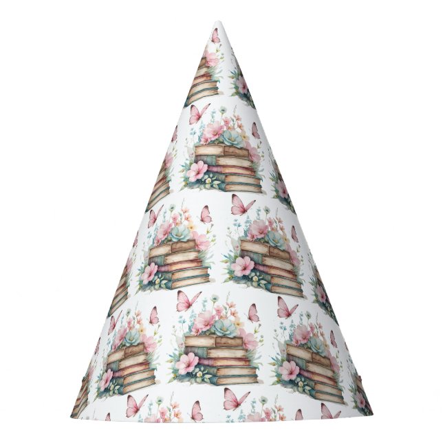 Chapter One 1st Girl Book Theme First Birthday Party Hat (Front)