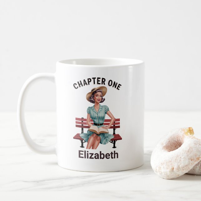 Chapter One Book Lover Quote Coffee Mug (With Donut)