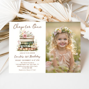 Chapter One Books 1st Birthday Photo Invitation