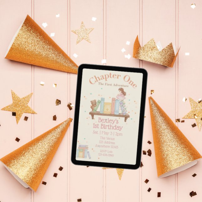 Chapter One, First Adventure, 1st Birthday Girl Invitation (Creator Uploaded)
