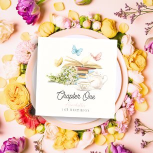 Chapter One Tea Butterfly Storybook 1st Birthday Napkin