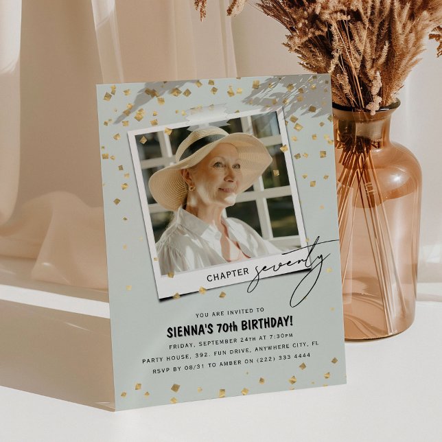 Chapter Seventy Fun Modern Photo 70th Birthday Invitation (Creator Uploaded)