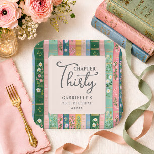 Chapter Thirty Floral Storybook 30th Birthday Paper Plate