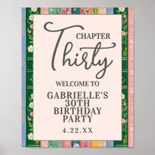 Chapter Thirty Floral Storybook 30th Birthday Poster