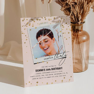 Chapter Thirty Fun Modern Photo 30th Birthday Invitation