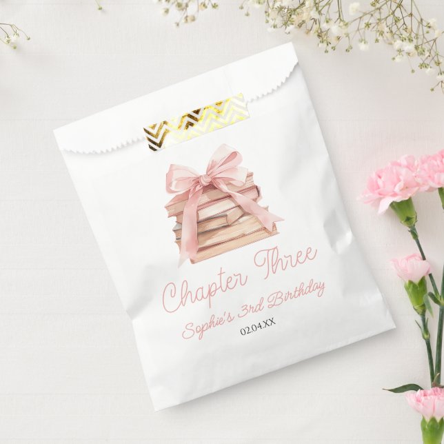 Chapter Three Pink Bow Books 3rd Birthday Party Favour Bag (Sealed)