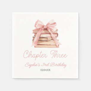 Chapter Three Pink Bow Books 3rd Birthday Party Napkin
