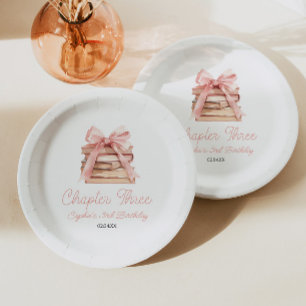 Chapter Three Pink Bow Books 3rd Birthday Party Paper Plate