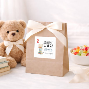 Chapter Two Bear Books Boy 2nd Birthday Thanks Square Sticker