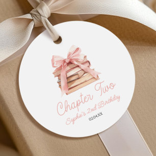 Chapter Two Pink Bow Books 2nd Birthday Party Favour Tags
