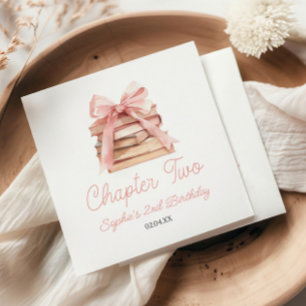 Chapter Two Pink Bow Books 2nd Birthday Party Napkin