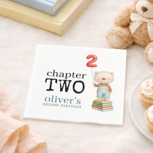 Chapter Two Teddy Bear Books Boy 2nd Birthday Napkin