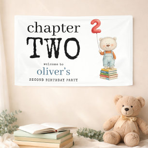 Chapter Two Teddy Bear Books Welcome 2nd Birthday Banner
