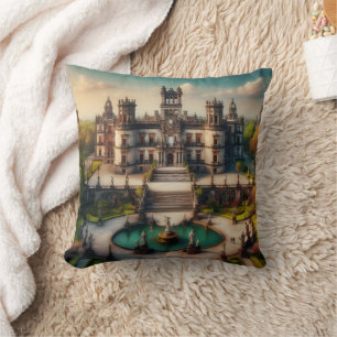Chapultepec Castle Mexico Vintage Travel Cushion