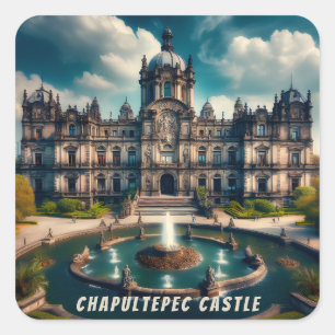 Chapultepec Castle Mexico Vintage Travel Square Sticker