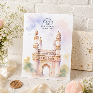 Char Minar, Haidrabad Minimal Airy Watercolor Holiday Postcard
