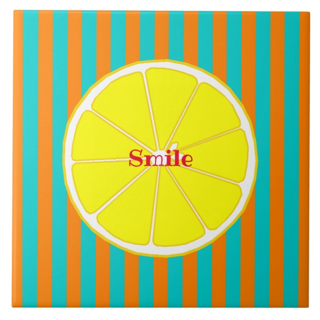 Character Custom Lemon Stripe Ceramic Tile (Front)