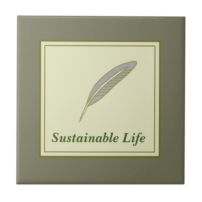 Character Custom Sustainable Life Green Ceramic Tile (Front)