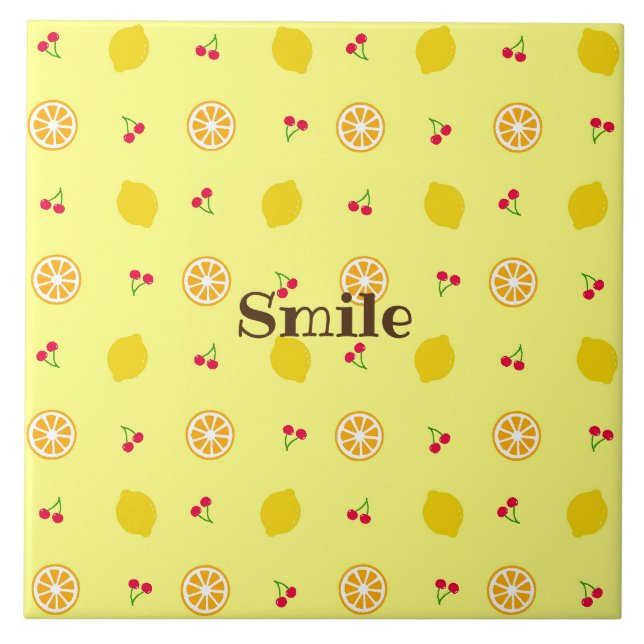 Character Customization Lemon & Cherry Ceramic Tile (Front)