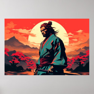 Character Japan Warrior Samurai Portrait Poster