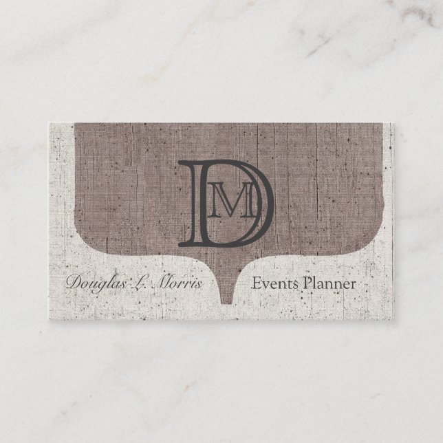 Character Linen Charming Elegant Thread  Monogram Business Card (Front)