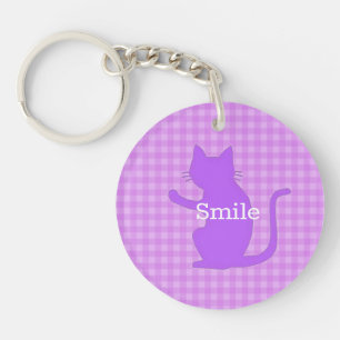 Character Phone Custom CAT & Check (Pink) Key Ring