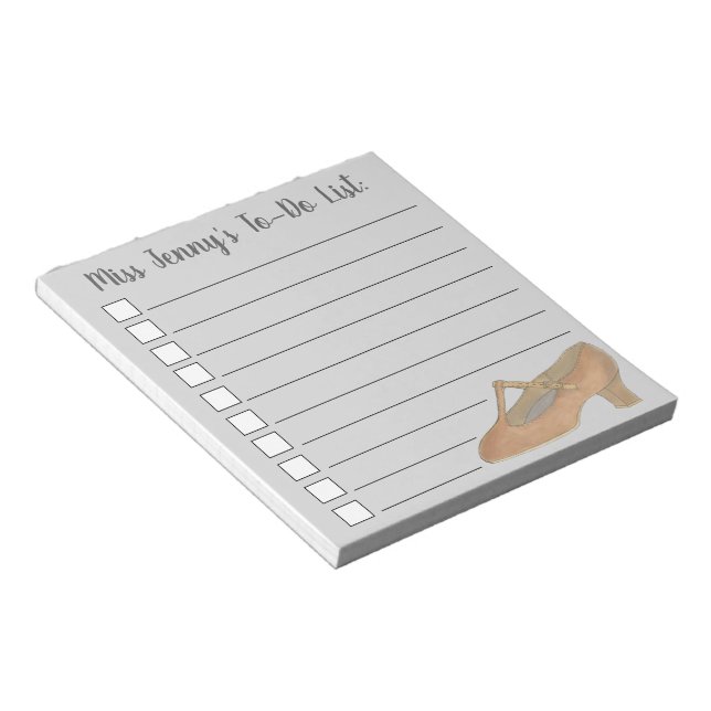 Character Shoe Dance Teacher Choreographer List Notepad (Angled)