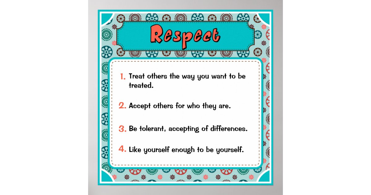 Character Traits Posters Respect 1 Of 6 Poster Zazzle
