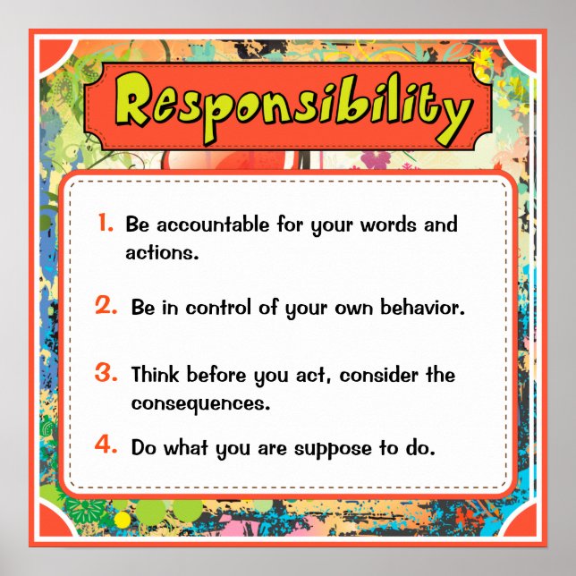 Character Traits Posters, Responsibility - 6 of 6 Poster (Front)
