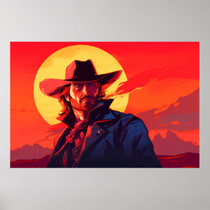 Character Western Man Cowboy Portrait Poster