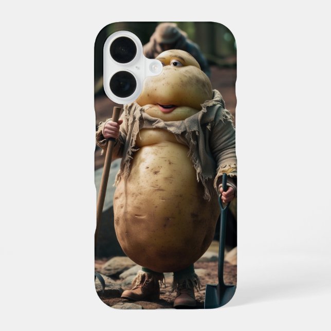 character with a body resembling a large potato iPhone 16 case (Back)